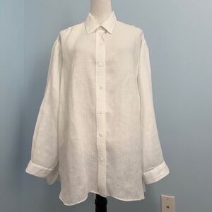 ZARA Women’s Plus 100%‎ Linen White Blouse Size XXL
